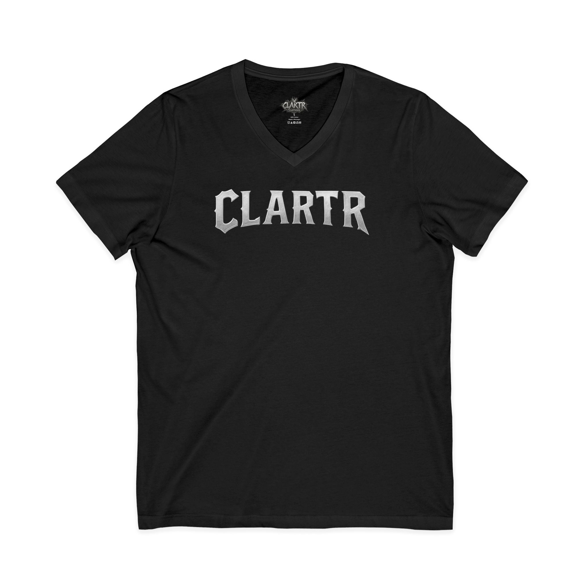 CLARTR Men’s  V-neck tee | vintage varsity text