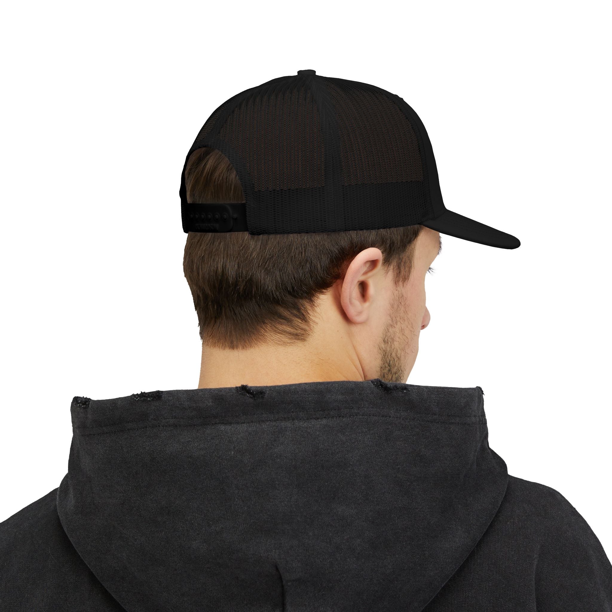 Clartr Snapback Trucker Cap – Distressed Ice White Logo Hat