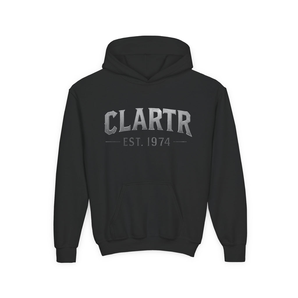 CLARTR Est. 1974 Youth Hoodie — Retro Vintage School-Style Sweatshirt