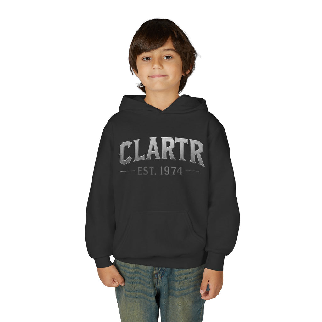 CLARTR Est. 1974 Youth Hoodie — Retro Vintage School-Style Sweatshirt