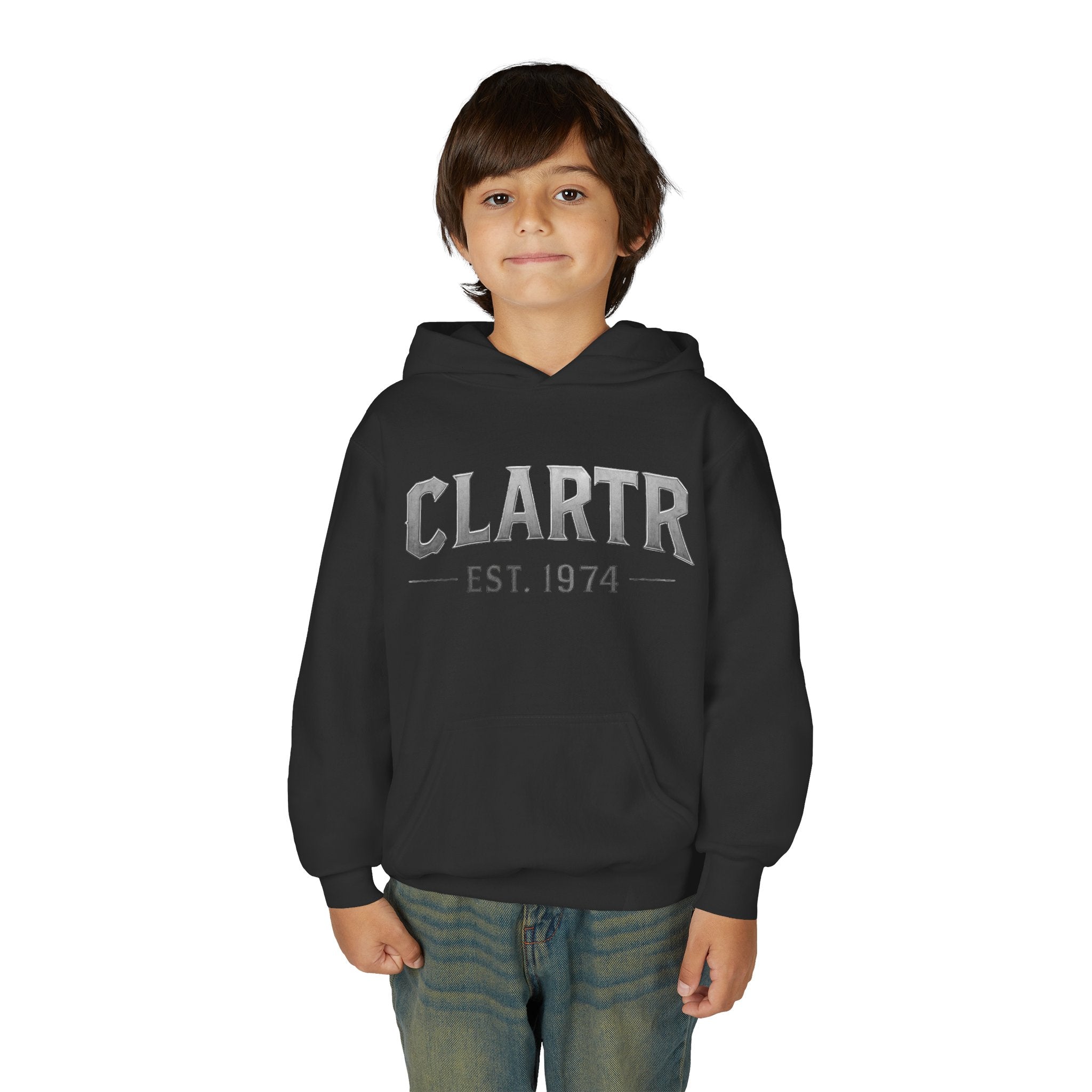 CLARTR Est. 1974 Youth Hoodie — Retro Vintage School-Style Sweatshirt