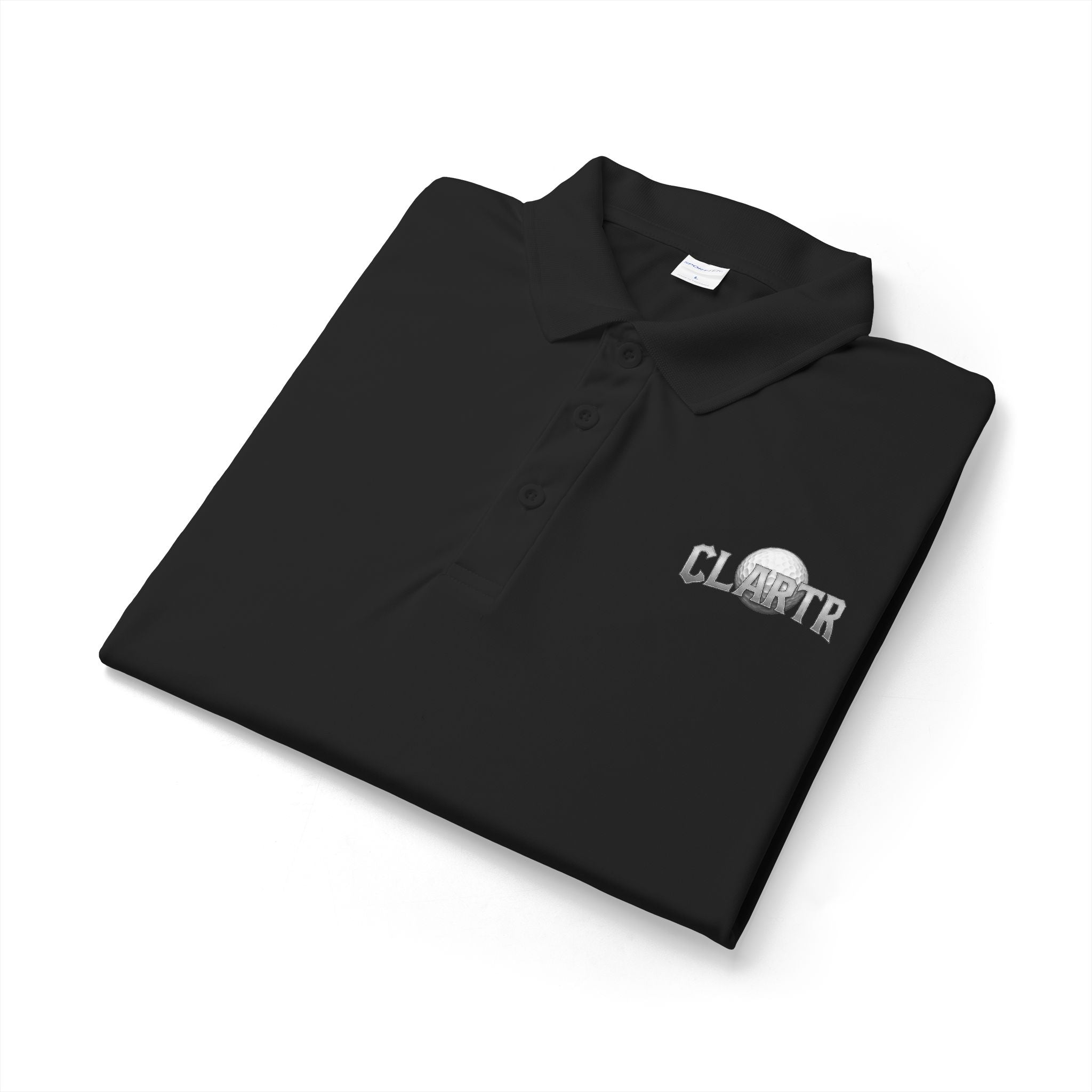 CLARTR unisex Golf Ball Polo — Sport-Tek Performance Polo with Golf Ball Logo